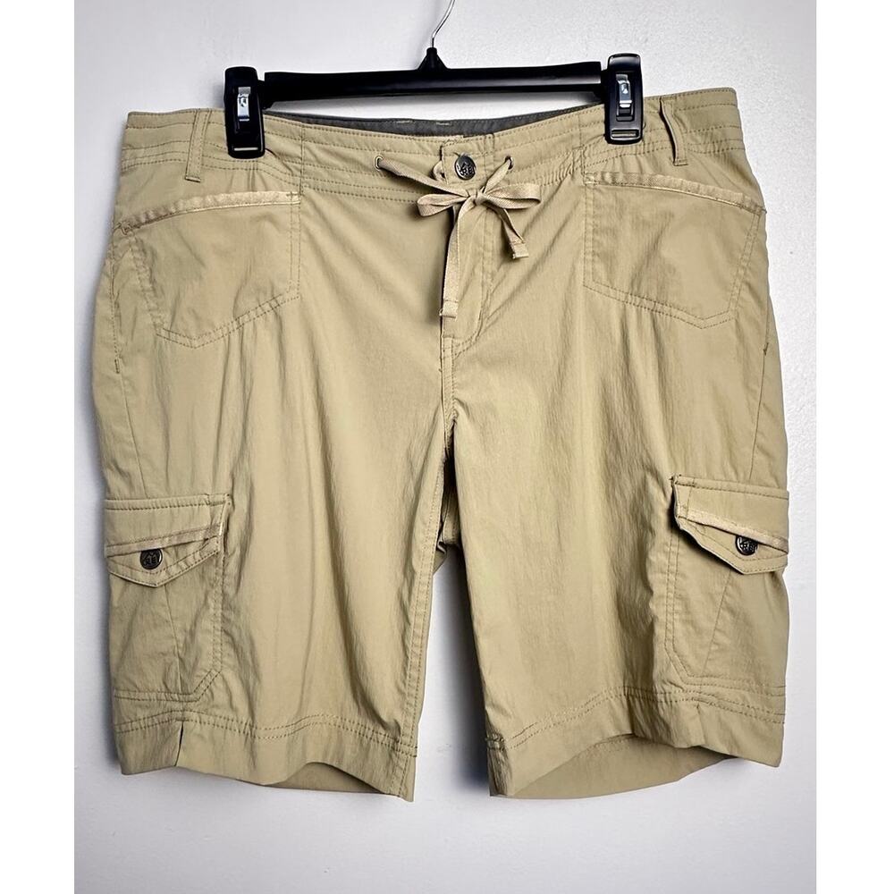 REI Womens Size 14 Beige Cargo Hiking Shorts Nylon Spandex Outdoor Travel